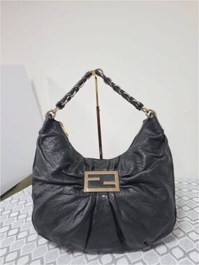 Authentic FENDI Nappa Leather Mia Hobo Bag Black